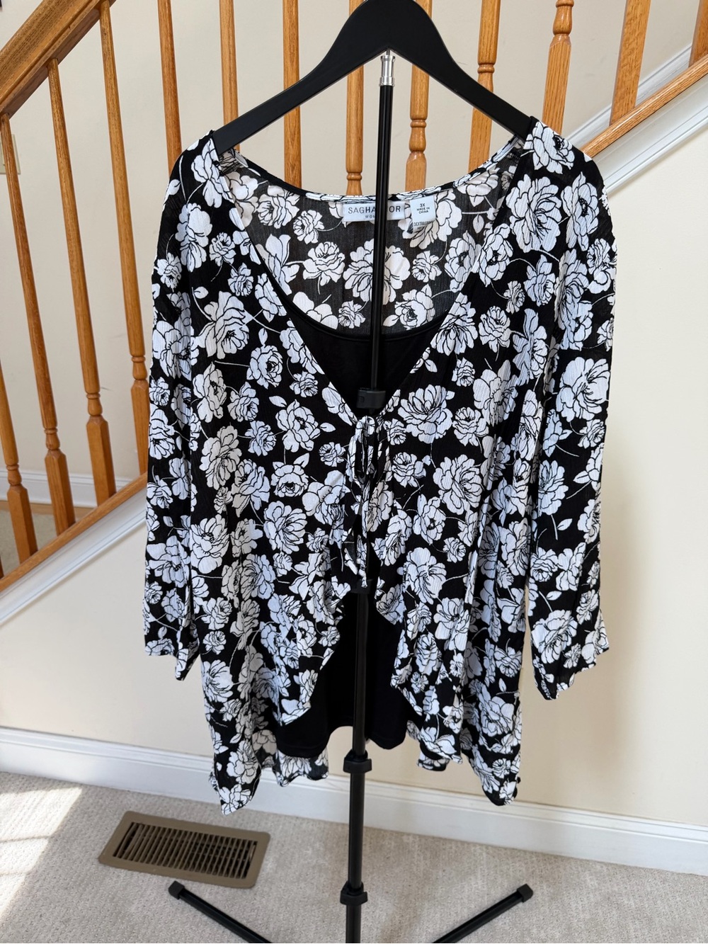 Sag Harbor Black and White Floral Two-Piece Skirt Set - Picture 6 of 11